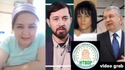 Блогерша Гули (Гульноз) Мирзаева (слева) в одном из своих выступлений связывала аресты блогеров Абдукодира Муминова и Дильдоры Боймуродовой (на фото в центре) с их критическими выступлениями в адрес президента Мирзияева и его семьи.