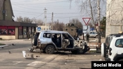 Автомобіль Валерія Чайки після підриву, Старобільськ, Луганська область, 1 квітня 2024 року