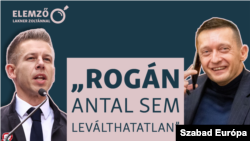 Magyar Péter (b) és Rogán Antal