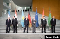 Merkezi Aziýa ýurtlarynyň prezidentleri we Germaniýanyň Kansleri Olaf Şolz Berlinde geçirilen sammitiň dowamynda. 2023-nji ýylyň 29-njy sentýabry