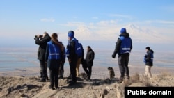 Members of the EU Mission in Armenia patrolling an area near the border with Azerbaijan (file photo)