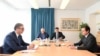 Predsednik Srbije Aleksandar Vučić i premijer Kosova Aljbin Kurti na sastanku u Briselu sa šefom diplomatije EU Žozepom Boreljom i izaslanikom EU Miroslavom Lajčakom, 14. septembar 2023.