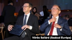 Varga Mihály és Matolcsy György az MNB által szervezett Budapest Eurázsia Fórum nevű rendezvényen 2023. november 23-án
