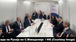 Министерот за надворешни работи на Русија, Сергеј Лавров со министрите за надворешни работи на Северна Македонија, Бујар Османи и министерот за надворешни работи на Малта, Иан Борг, Скопје, 30.11.2023.