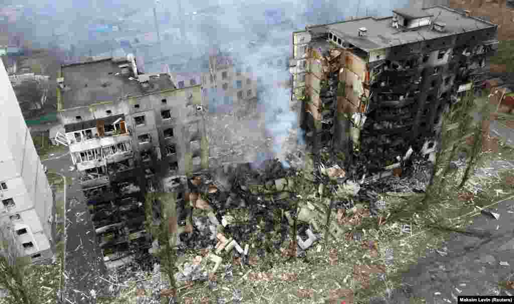 A destroyed apartment block in Borodyanka, northeast of Kyiv, on March 3. 
