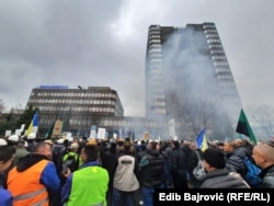 Protesta e minatorëve në Sarajevë më 23 nëntor 2021.