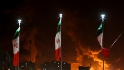 FILE PHOTO: Fire rages at Tehran's Shahran oil depot in Iran after Israeli attack