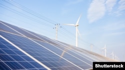 Solarni paneli i vjetrenjače, ilustracija