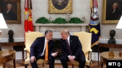Donald Trump és Orbán Viktor Washingtonban, a Fehér Házban 2019 május 13-án.