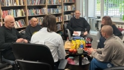 Belarusian political prisoners in Vilnius after release