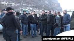 Armenia -- Protesting farmers block a road in Armavir, January 21, 2020.