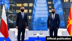 Брисел- македонскиот премиер Зоран Заев и полскиот претседател Анджеј Дуда на средба на маргините на самиотот на НАТО, 14.06.2021.