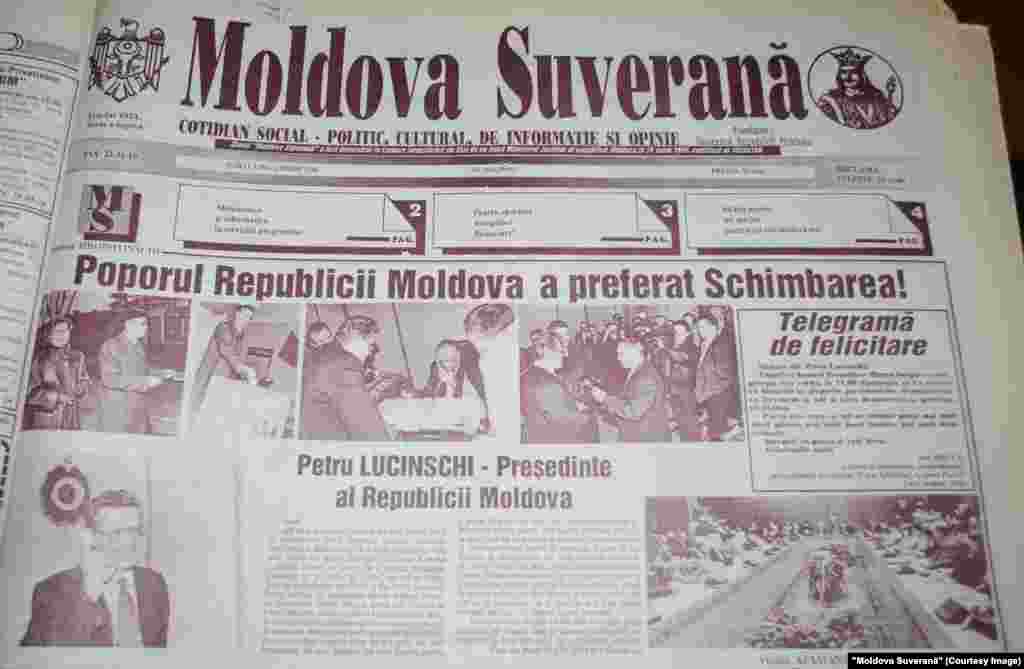 "Moldova Suverană", 3 decembrie 1996, Petru Lucinschi câştigător la alegeri