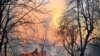 UKRAINE -- A fire burns in the exclusion zone around the Chernobyl nuclear power plant, outside the village of Rahivka, Ukraine April 5, 2020. Picture taken April 5, 2020.