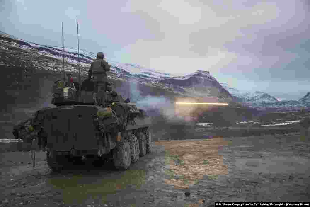U.S. Marines training in Norway. A Norwegian military commander told Reuters: “As a small nation neighboring a superpower, you have to strike the right balance between deterrence and reassurance.”