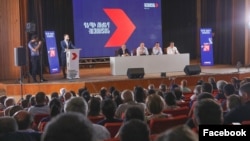Armenia - Former President Robert Kocharian and senior members of his opposition bloc hold an election campaign meeting in Syunik region, June 7, 2021.