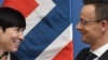 Marie Eriksen Søreide norvég és Szijjártó Péter magyar külügyminiszter közös sajtótájékoztatója Budapesten 2019. február 22-én
