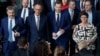 Șeful Uniunii Creștin Sociale din Bavaria (CSU), Markus Soeder (stânga), liderul Uniunii Creștin Democrate (CDU), Friedrich Merz, și co-președinții Partidului Social Democrat (SPD) Lars Klingbeil și Saskia Esken după anunțarea acordului de coaliție, pe 9 aprilie 2025