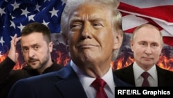 Владимир Зеленский, Дональд Трамп жана Владимир Путин. (Коллаж)