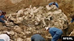 Jedna od masovnih grobnica pored Srebrenice, ekshumacije, juli 2008. 
