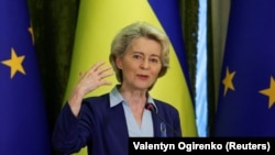 Ursula von der Leyen Kijevben 2022. június 11-én