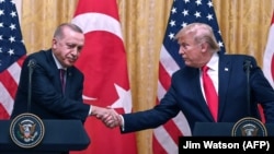 Реджеп Эрдоган и Дональд Трамп на совместной пресс-конференции в Белом доме, Вашингтон, 13 ноября 2019 года