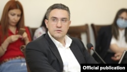 Armenia - Artur Ghazinian of the opposition Hayastan bloc attends a meeting of the Armenian parliament committee on defense and security, September 22, 2021.