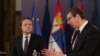 Vásárhelyi Olivér bővítésért felelős biztos Aleksandar Vučić szerb elnökkel Belgrádban, február 6-án