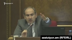 Armenia -- MP Nikol Pashinian speaks in parliament. 07March,2018