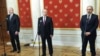Президенты Азербайджана и России Ильхам Алиев и Владимир Путин, премьер-министр Армении Никол Пашинян