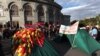 Armenia - An opposition tent camp in Yerevan's Liberty Square, 1Oct2011.