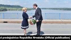 Predsednica Hrvatske Kolinda Grabar Kitarović i predsednik Srbije Aleksandar Vučić, prilikom susreta u junu 2016. 