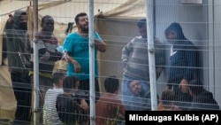 Centru pentru migranții ilegali din Lituania, veniți prin Belarus, situat la Rudninkai, ca 38 Km sud de Vilnius, Lituania, 11 august 2021.