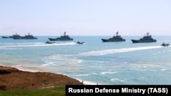 Exercițiu militar al Marinei rusești, în apele peninsulei Crimeea, Marea Neagră, 22 aprilie 2021
