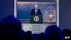 Presidenti amerikan, Donald Trump, gjatë adresimit virtual në Davos. 
